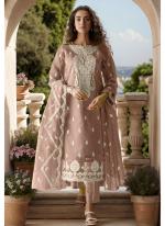 Organza Peach Eid Wear Embroidery Work Readymade Pakistani Suit